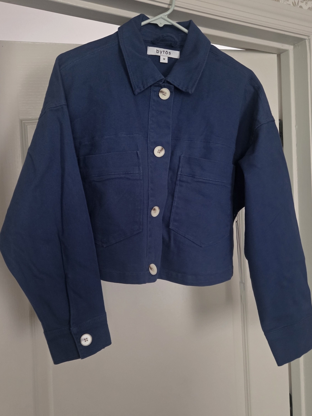 Bytos Button Down Cropped Jacket With Patch Pockets